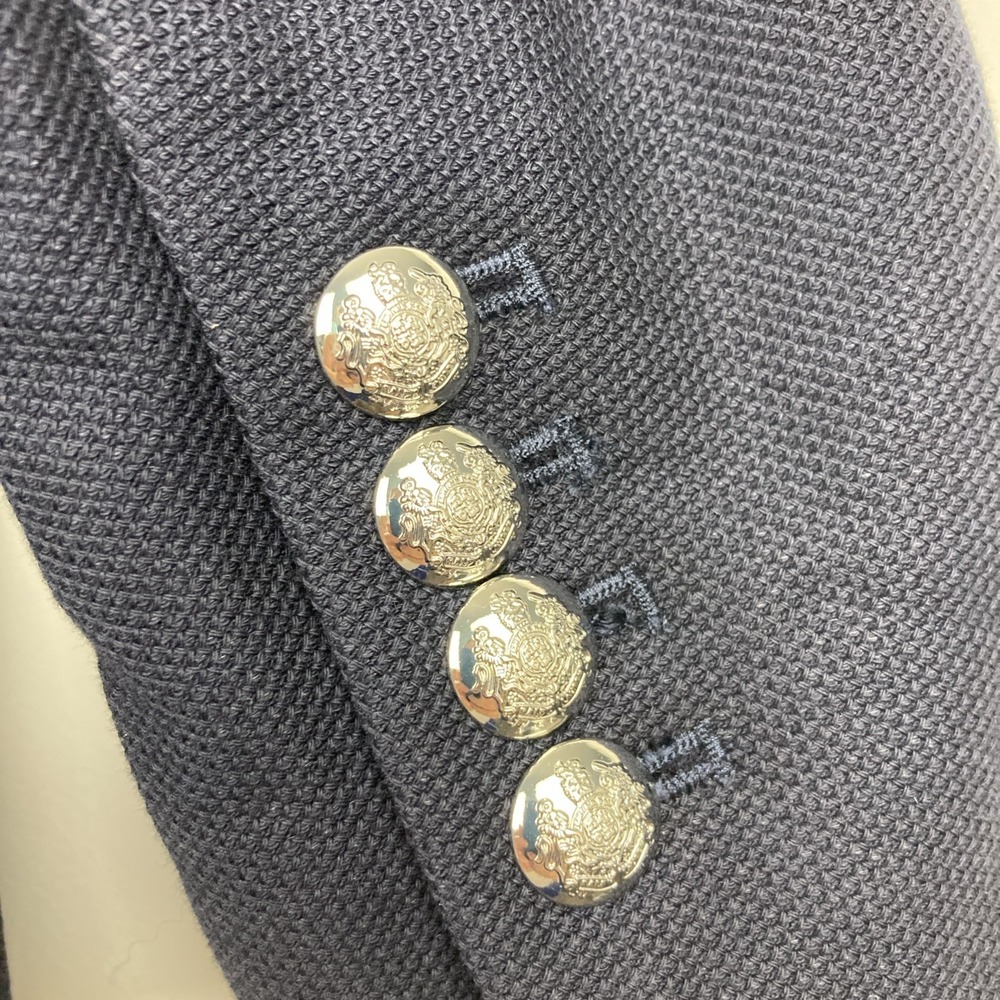 Lauren Ralph Lauren Women's Bullion Jacquard Blazer Navy Silver Button Size M - Picture 13 of 13